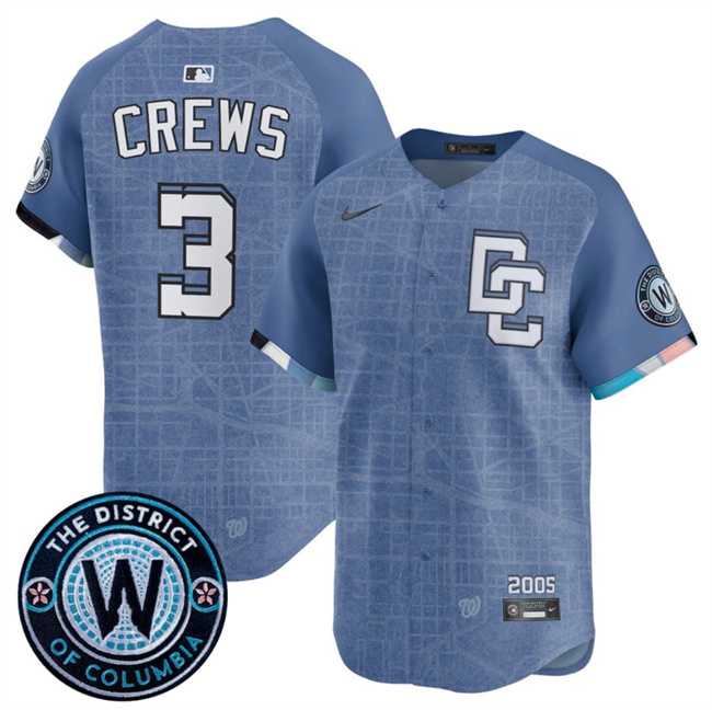 Mens Washington Nationals #3 Dylan Crews Blue 2025 City Connect Limited Stitched Jersey Dzhi